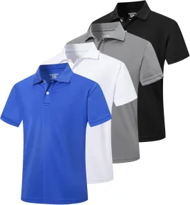 1 or 4 Pack Boys Mesh Athletic Polo Shirt Quick Dry Golf Moisture Wicking Active Short Sleeve for Youth