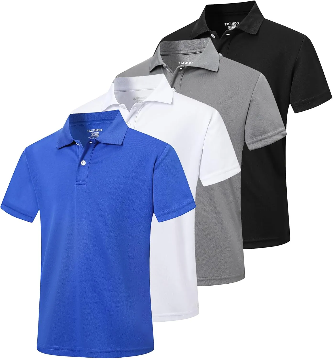 1 or 4 Pack Boys Mesh Athletic Polo Shirt Quick Dry Golf Moisture Wicking Active Short Sleeve for Youth