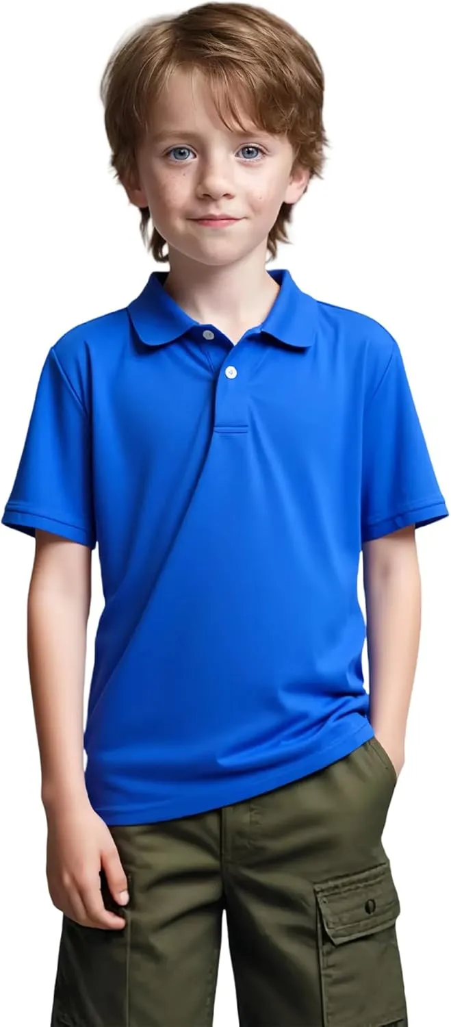 1 or 4 Pack Boys Mesh Athletic Polo Shirt Quick Dry Golf Moisture Wicking Active Short Sleeve for Youth