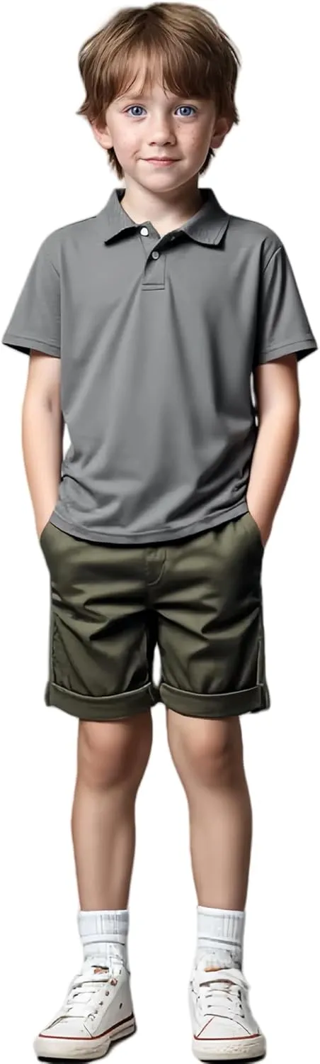 1 or 4 Pack Boys Mesh Athletic Polo Shirt Quick Dry Golf Moisture Wicking Active Short Sleeve for Youth