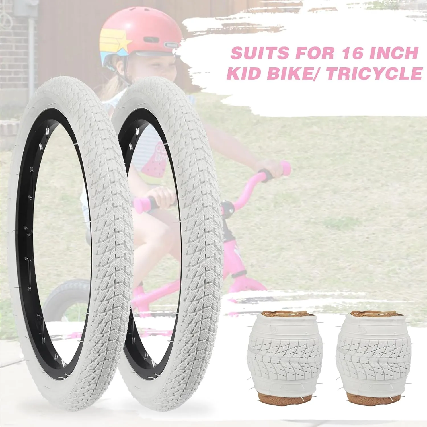 1/2 Pack 16/20 Inch Bicycle Tire 16x1.75/20x1.75 Bike Tyres for 16"/ 20" Bicycles, Kid Bikes, Child Girl Bicycle, Tricycle.