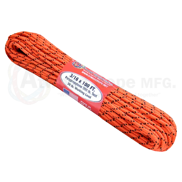 3/16 x 100ft -Orange w/ Black Tracer