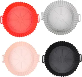 4pcs Round Air Fryer Liners - Reusable Silicone Air Fryer Liners for Easy Clean-Up, Perfect Air Fryer Accessories, Non-Stick Air Fryer Silicone Liners for Mess-Free Cooking and Healthy Meals