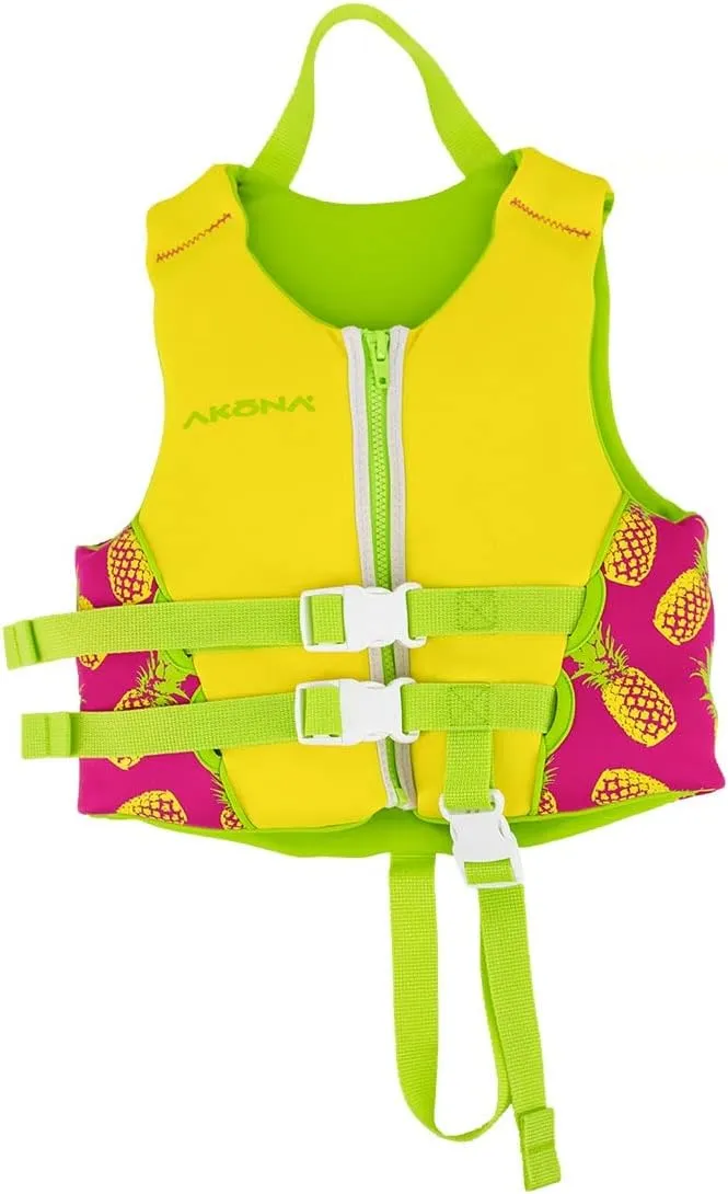 AKONA Child Neoprene Life Jacket for Girls, US Coast Guard Approved, Rated for Children Weighing 30-50 Pounds