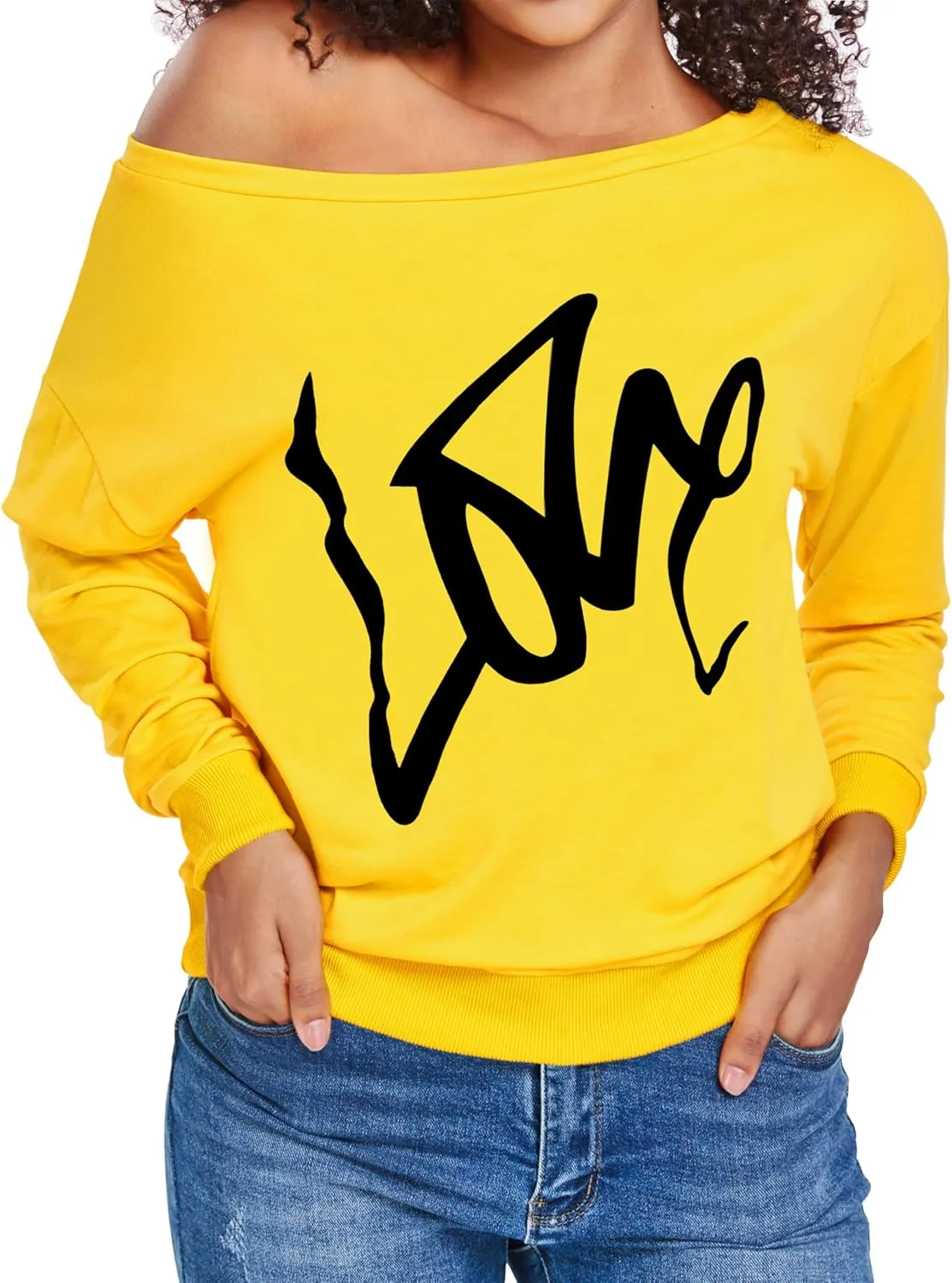 AM CLOTHES Sweatshirt for Women Off Shoulder Oversized Sweatshirts Long Sleeve Sweaters Shirts Tops