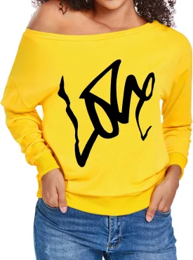 AM CLOTHES Sweatshirt for Women Off Shoulder Oversized Sweatshirts Long Sleeve Sweaters Shirts Tops