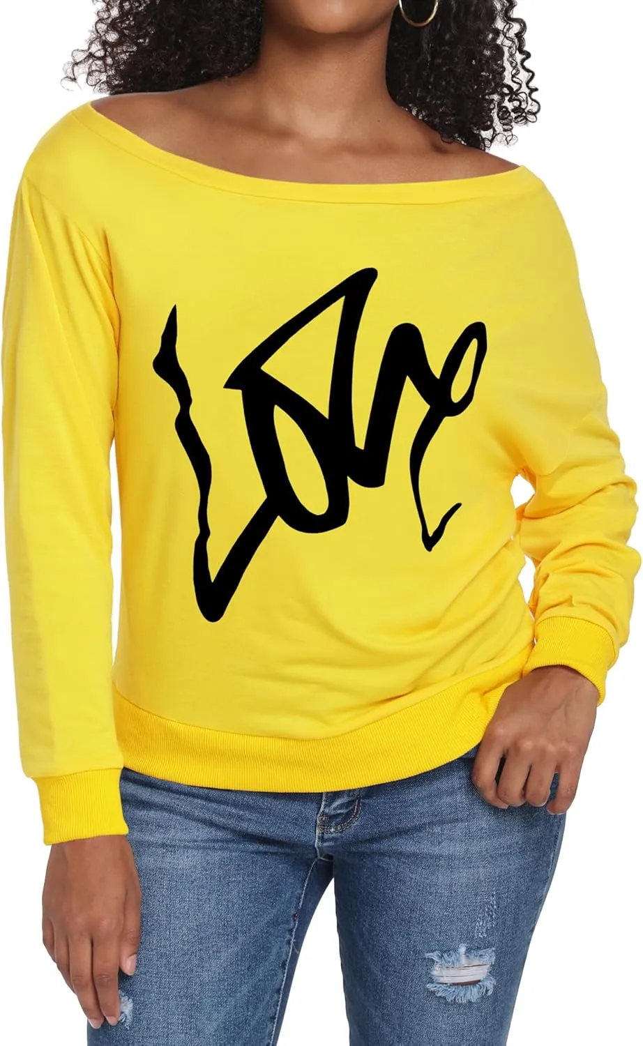AM CLOTHES Sweatshirt for Women Off Shoulder Oversized Sweatshirts Long Sleeve Sweaters Shirts Tops