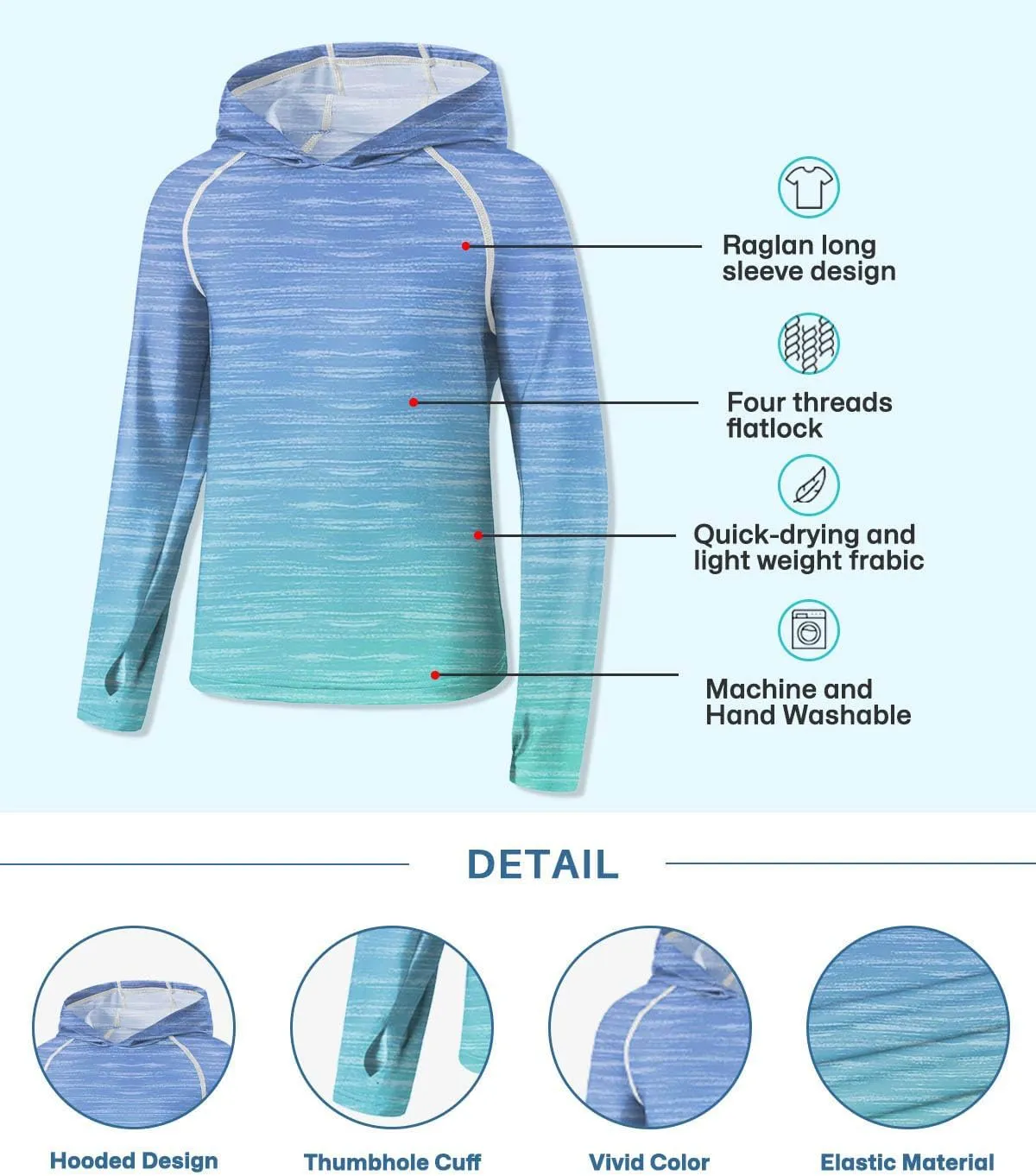BesserBay Boys Sun Protection Hooded Long Sleeve Rashguard Shirt 1-14 Years