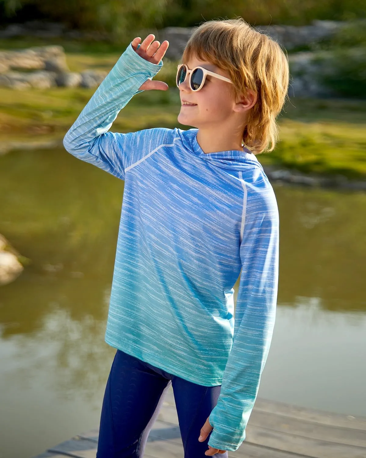 BesserBay Boys Sun Protection Hooded Long Sleeve Rashguard Shirt 1-14 Years