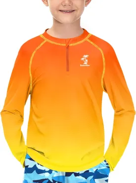 BesserBay Boys UPF 50  Half Zip Rash Guard UV Protection Raglan Long Sleeve Swim Shirt 4-12 Years