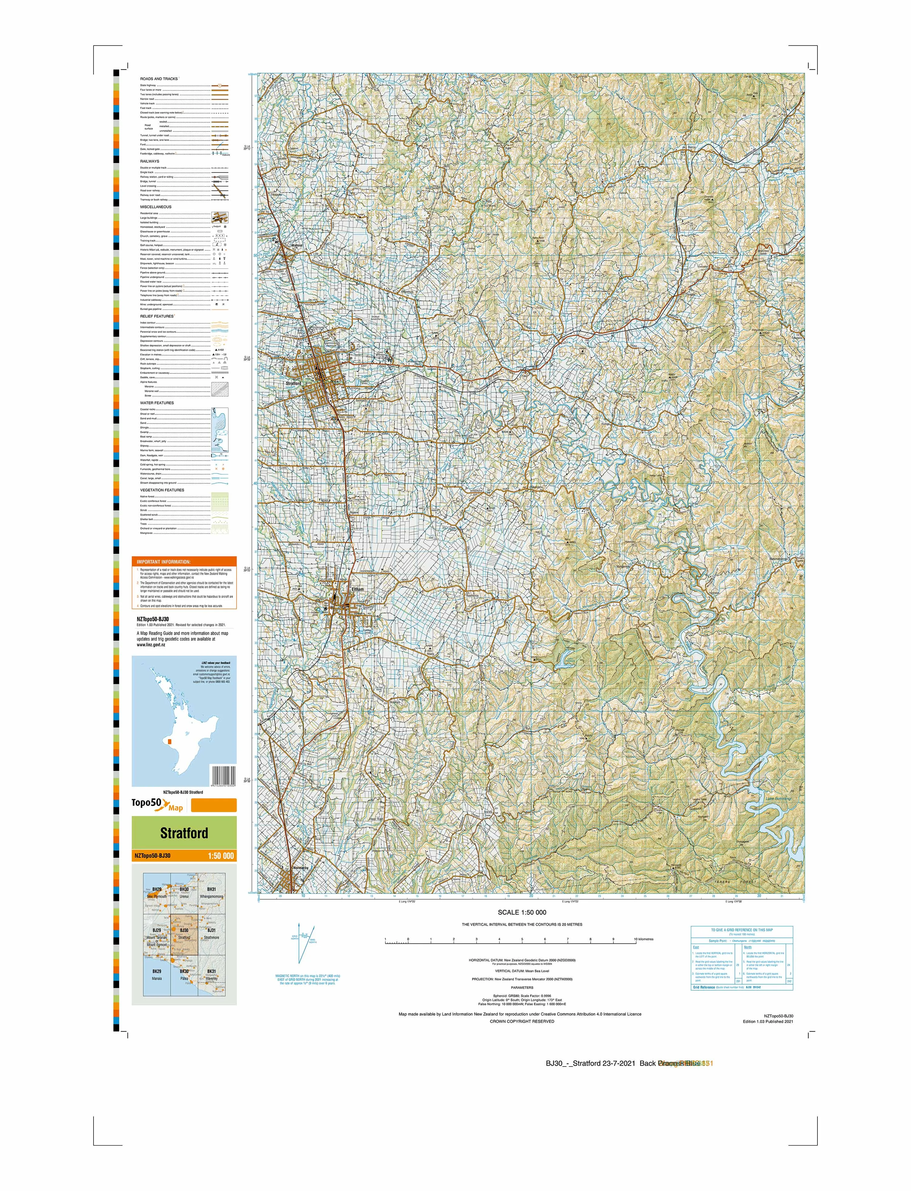 BJ30 - Stratford Topo50 map
