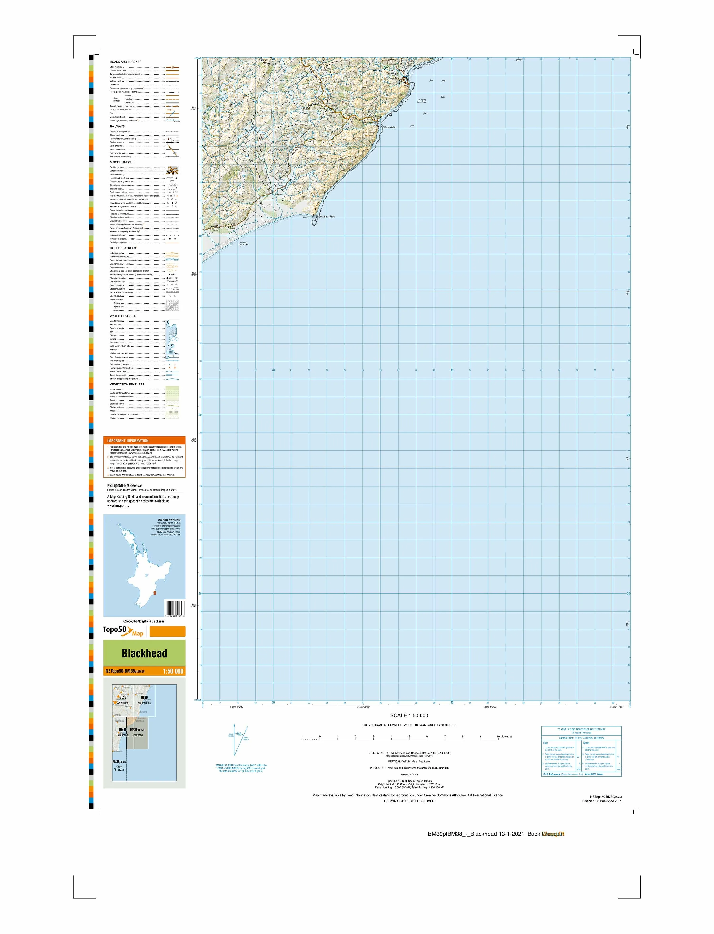 BM39ptBM38 - Blackhead Topo50 map