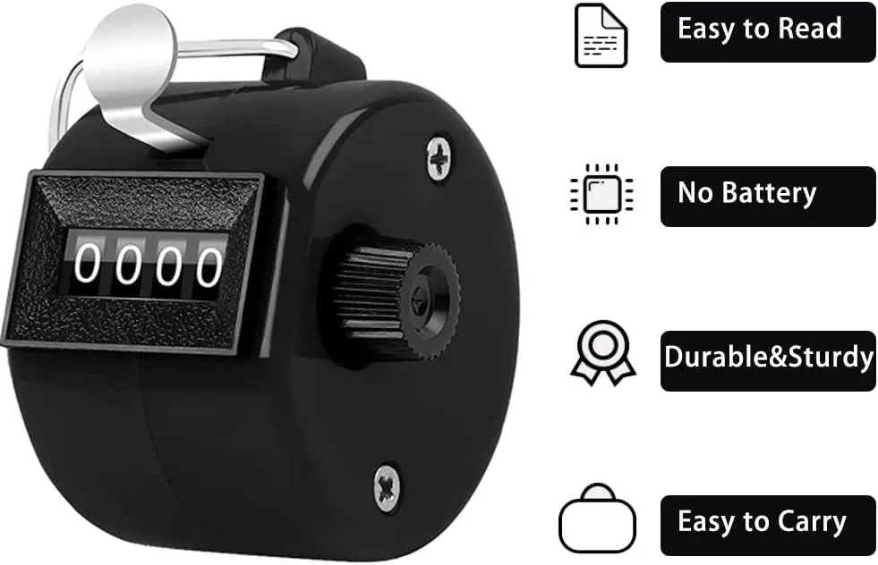 Counter Clicker 4-Digit Number Count, Handheld Mechanical Counters Clickers Pitch Counter for Coaching, Knitting, People, Lap, Fishing, Golf, Toddler & Fidget6 color You can choice