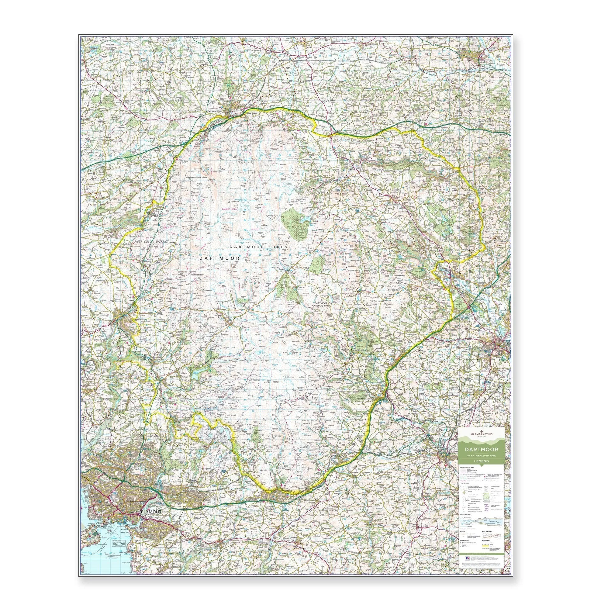 Dartmoor - UK National Park Wall Map