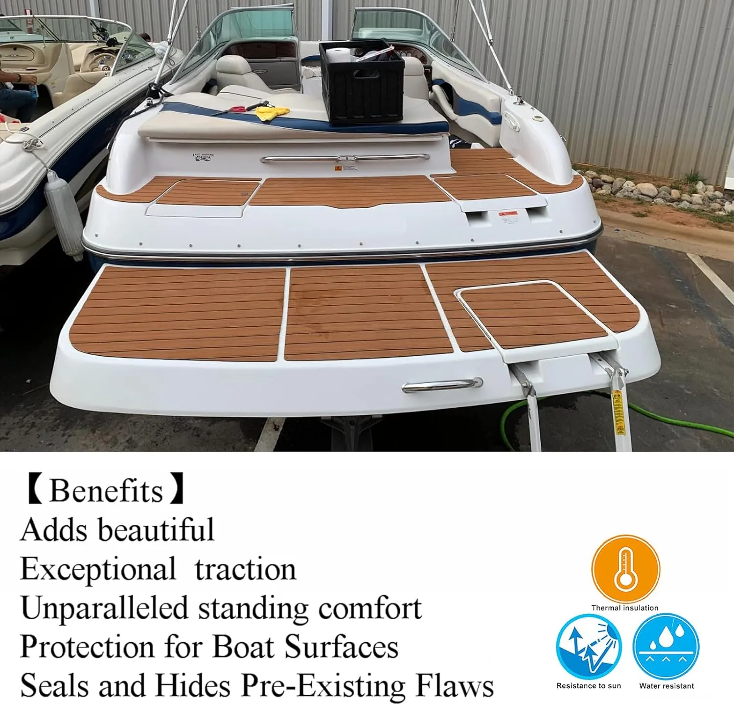 EVA Foam Boat Flooring 94.5" 35.4" Self-Adhesive Non-Slip Boat Deck Mat Traction Pad for Boats Yacht Swim Platform RV Floor Kayak Surfboard Golf Cart