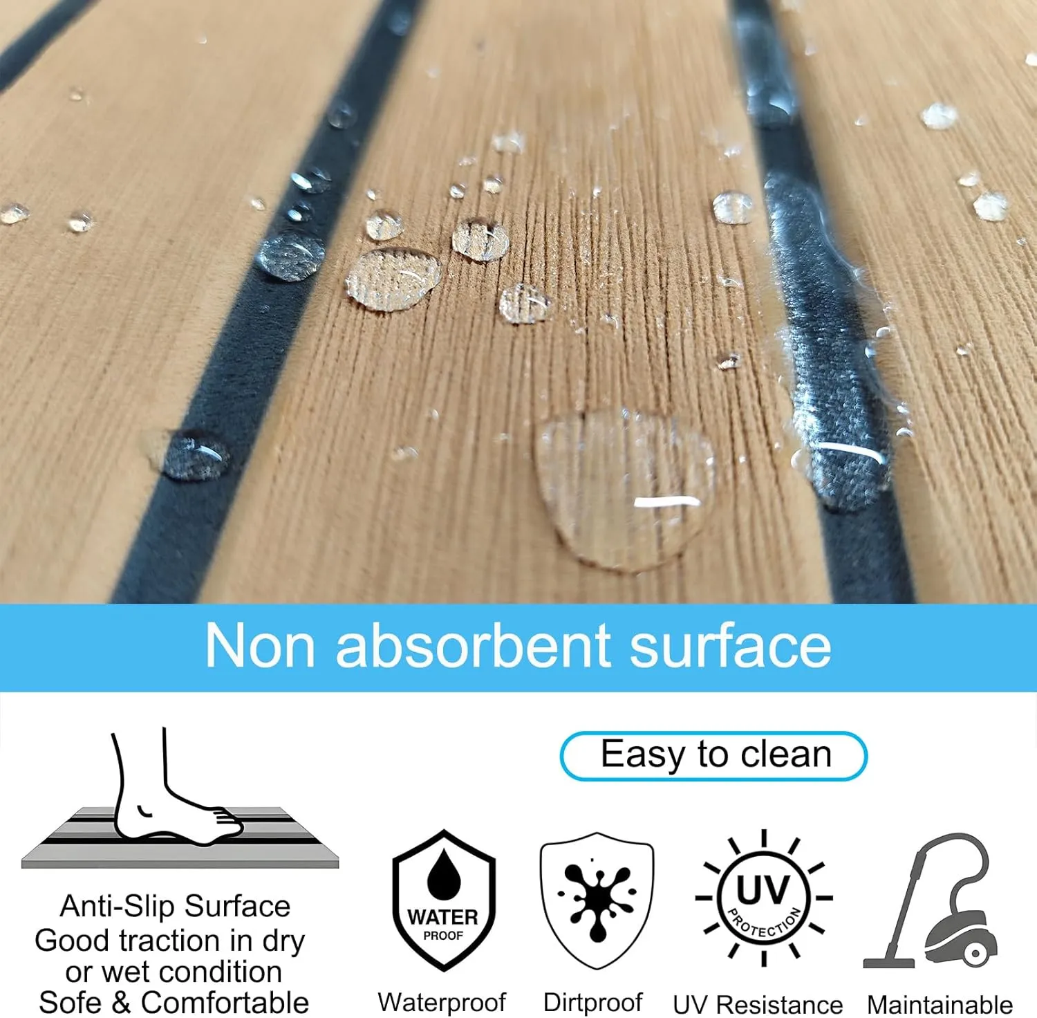 EVA Foam Boat Flooring 94.5" 35.4" Self-Adhesive Non-Slip Boat Deck Mat Traction Pad for Boats Yacht Swim Platform RV Floor Kayak Surfboard Golf Cart