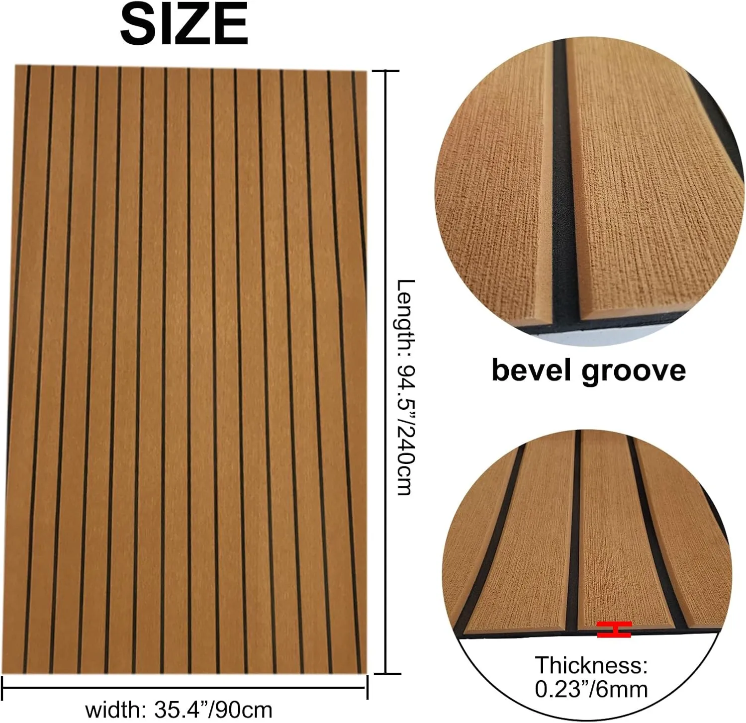EVA Foam Boat Flooring 94.5" 35.4" Self-Adhesive Non-Slip Boat Deck Mat Traction Pad for Boats Yacht Swim Platform RV Floor Kayak Surfboard Golf Cart