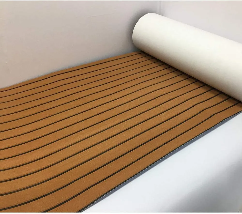 EVA Foam Boat Flooring 94.5" 35.4" Self-Adhesive Non-Slip Boat Deck Mat Traction Pad for Boats Yacht Swim Platform RV Floor Kayak Surfboard Golf Cart