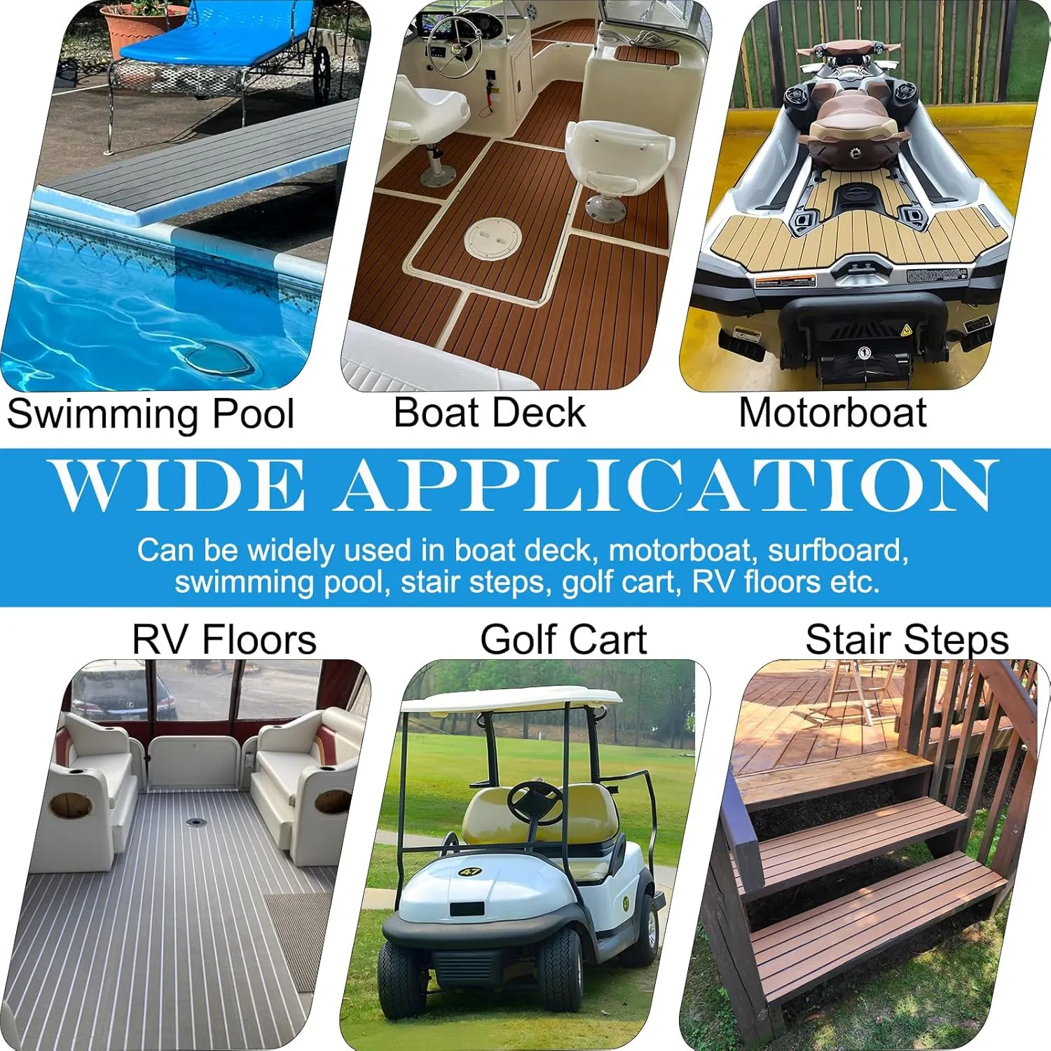 EVA Foam Boat Flooring 94.5" 35.4" Self-Adhesive Non-Slip Boat Deck Mat Traction Pad for Boats Yacht Swim Platform RV Floor Kayak Surfboard Golf Cart
