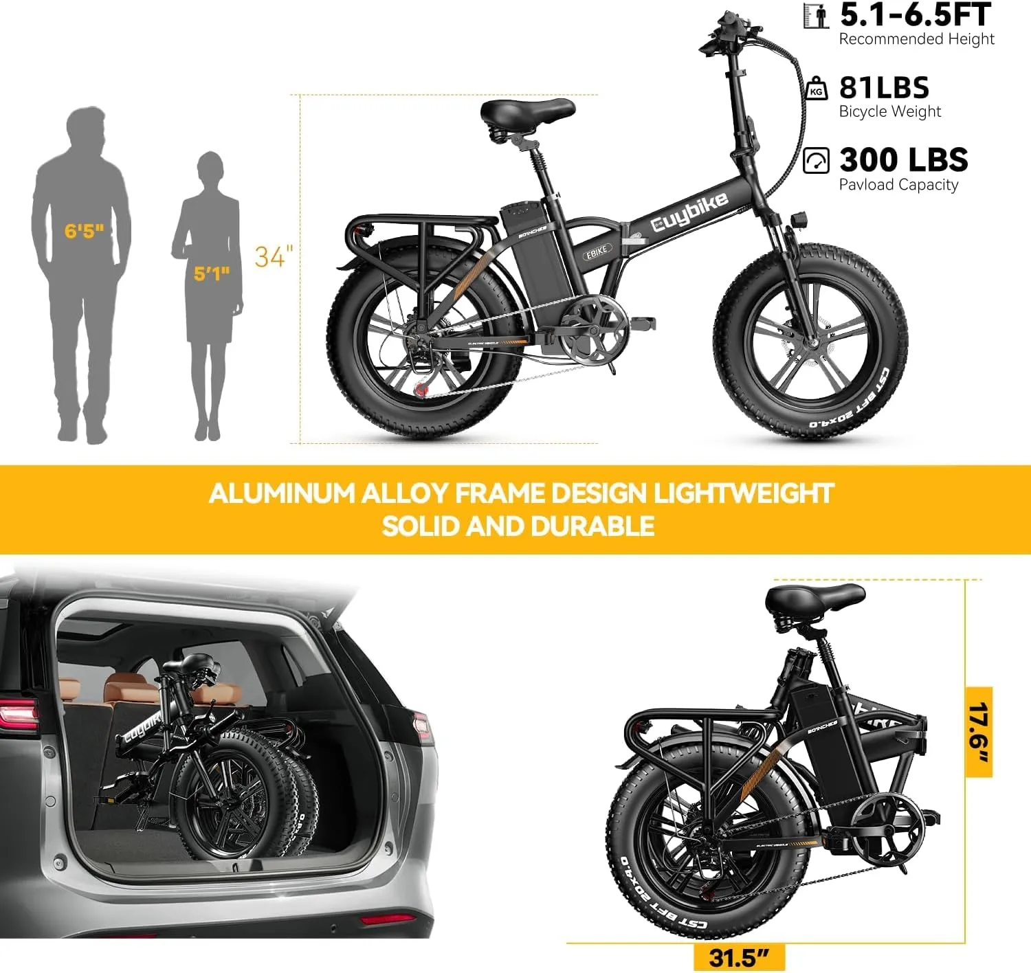 Folding Electric Bike for Adults, 1000W Motor(1500W Peak),30MPH, 60Mile,48V 20AH Battery,20" Fat Tire Foldable Electric Bicycle,Commuter Beach Snow E-Bikes,7-Speed