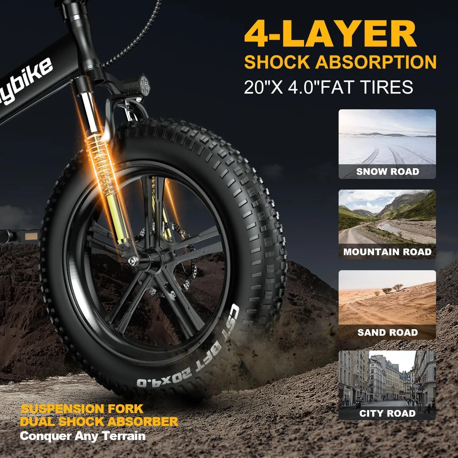 Folding Electric Bike for Adults, 1000W Motor(1500W Peak),30MPH, 60Mile,48V 20AH Battery,20" Fat Tire Foldable Electric Bicycle,Commuter Beach Snow E-Bikes,7-Speed