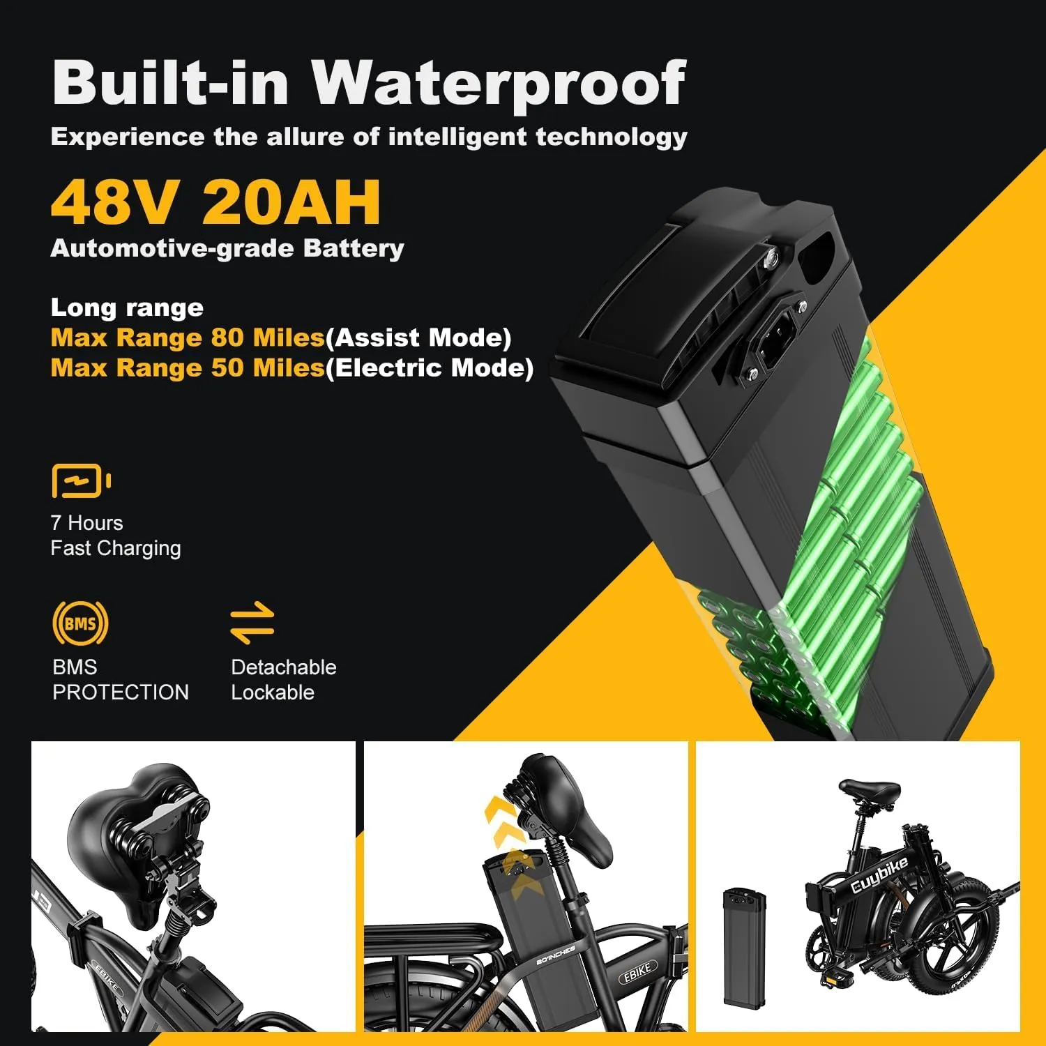 Folding Electric Bike for Adults, 1000W Motor(1500W Peak),30MPH, 60Mile,48V 20AH Battery,20" Fat Tire Foldable Electric Bicycle,Commuter Beach Snow E-Bikes,7-Speed