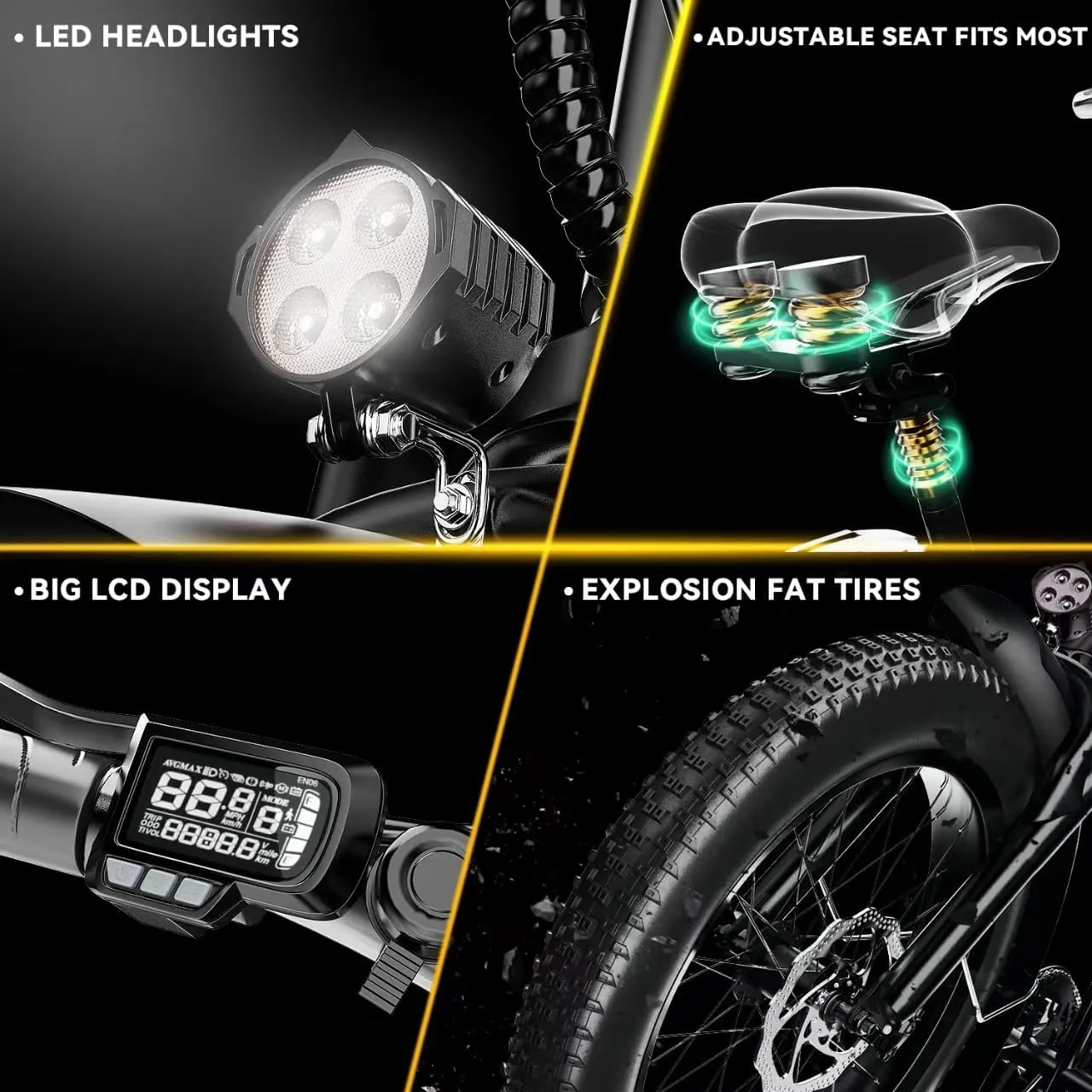 Folding Electric Bike for Adults, 1000W Motor(1500W Peak),30MPH, 60Mile,48V 20AH Battery,20" Fat Tire Foldable Electric Bicycle,Commuter Beach Snow E-Bikes,7-Speed