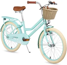 Girl Bike with Basket, 20 Inch Kids' Bicycles for Kids Ages 5-13 Princess Girls Kids Bike-Children Bicycle Single Speed Girls Bikes with Carbon Steel Frame, Multiple Colors