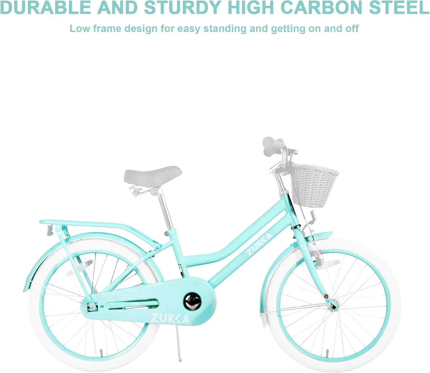 Girl Bike with Basket, 20 Inch Kids' Bicycles for Kids Ages 5-13 Princess Girls Kids Bike-Children Bicycle Single Speed Girls Bikes with Carbon Steel Frame, Multiple Colors
