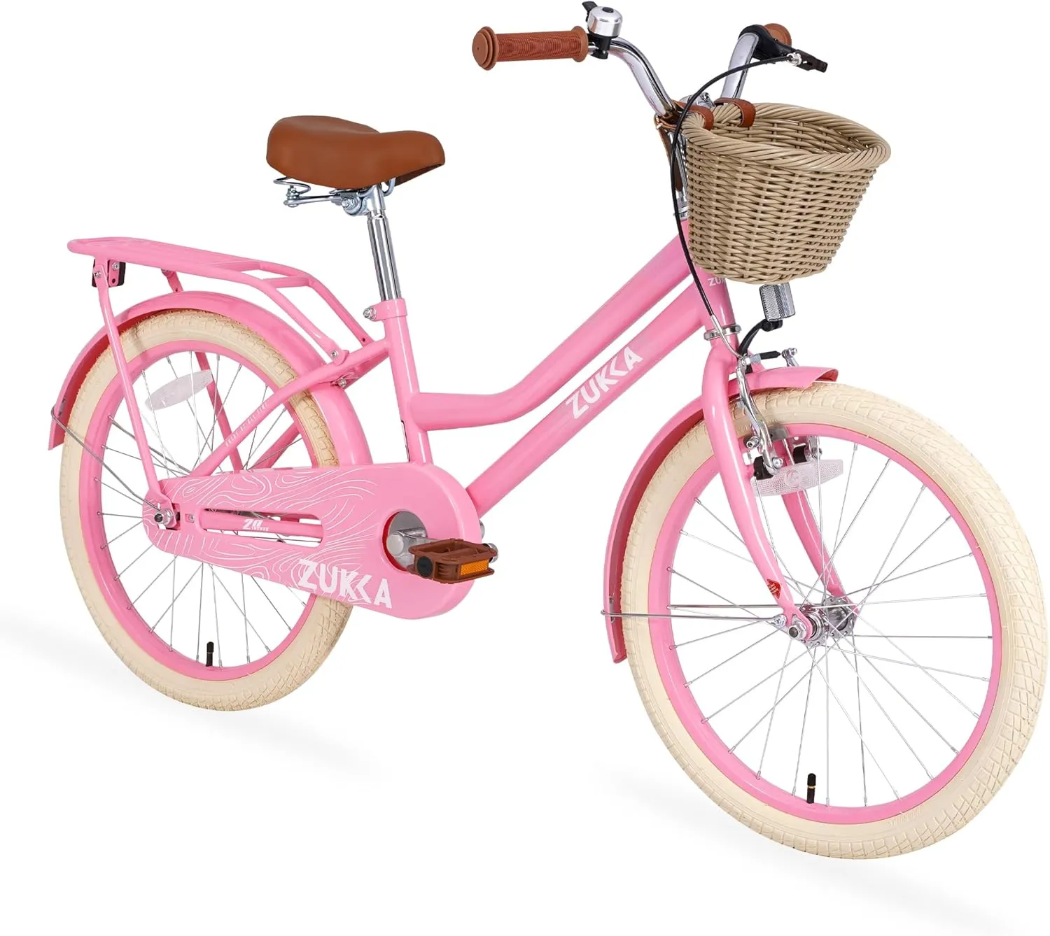 Girl Bike with Basket, 20 Inch Kids' Bicycles for Kids Ages 5-13 Princess Girls Kids Bike-Children Bicycle Single Speed Girls Bikes with Carbon Steel Frame, Multiple Colors