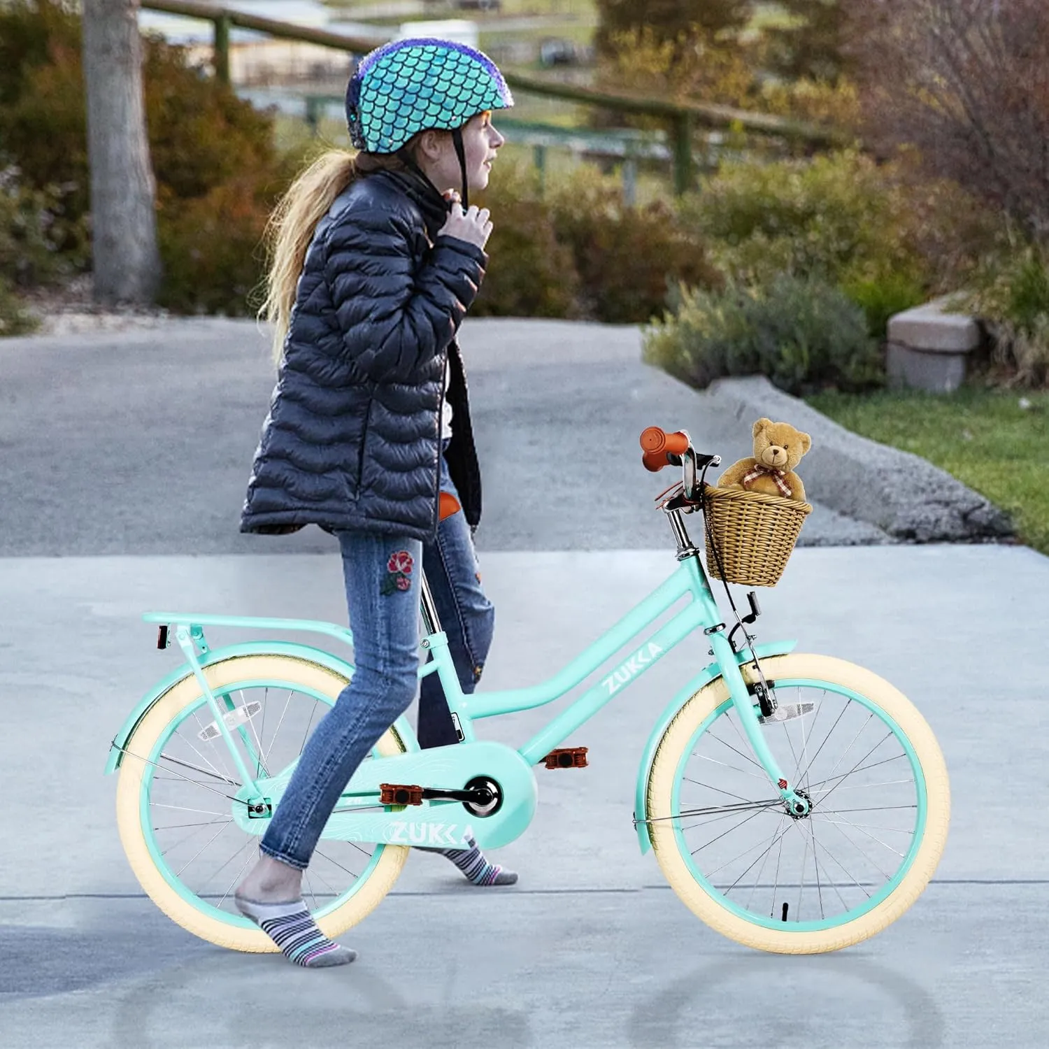 Girl Bike with Basket, 20 Inch Kids' Bicycles for Kids Ages 5-13 Princess Girls Kids Bike-Children Bicycle Single Speed Girls Bikes with Carbon Steel Frame, Multiple Colors