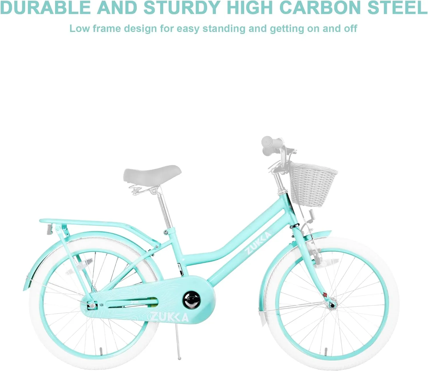 Girl Bike with Basket, 20 Inch Kids' Bicycles for Kids Ages 5-13 Princess Girls Kids Bike-Children Bicycle Single Speed Girls Bikes with Carbon Steel Frame, Multiple Colors