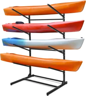 Gisafai Kayak Storage Rack Freestanding Kayak Rack Adjustable Kayak Stand Heavy Duty Weatherproof Outdoor Surfboard Storage Rack for Kayaks, SUPs, Canoes Paddleboards