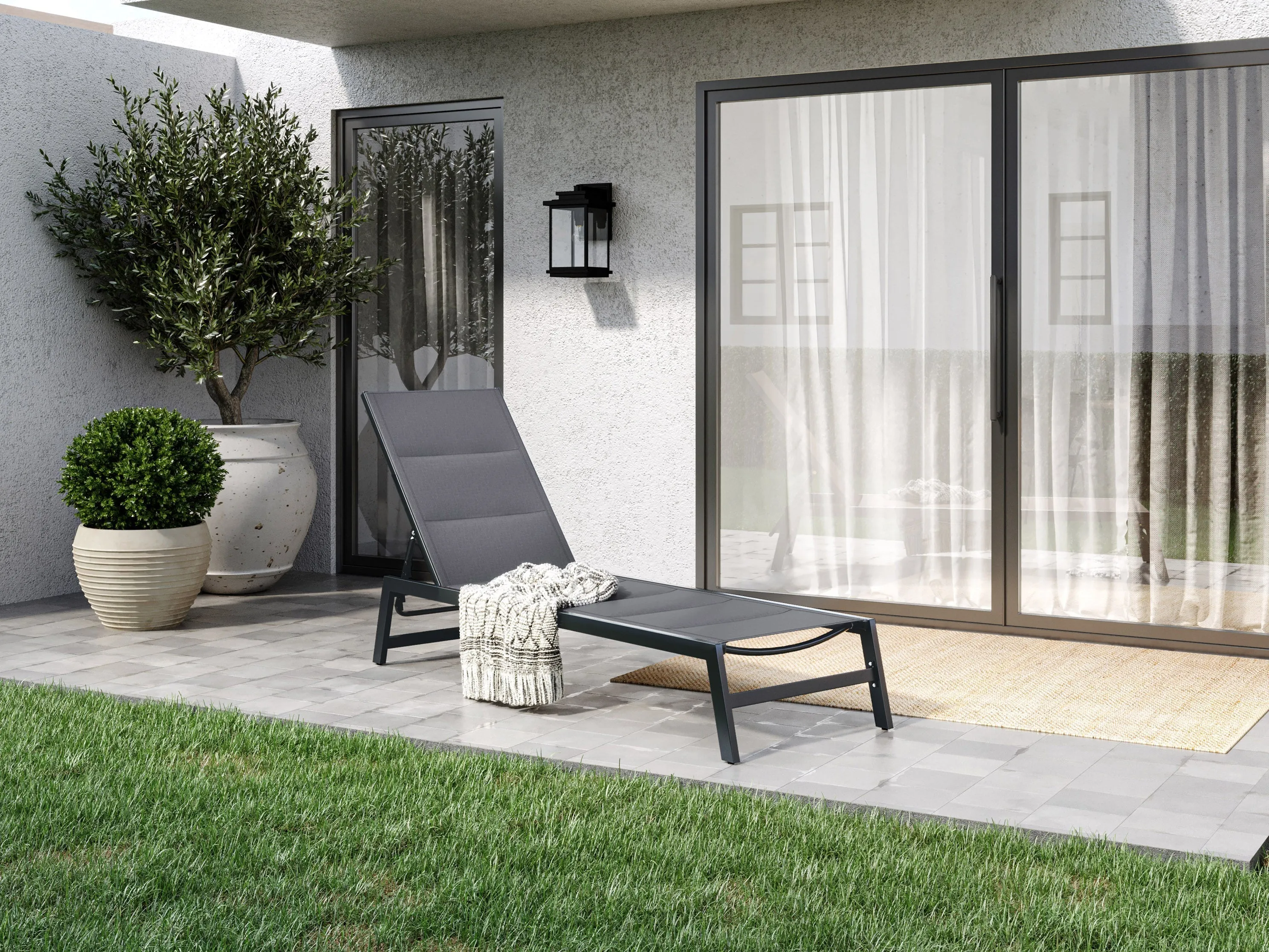 Grey Reclining Lounge Chair with Cushion