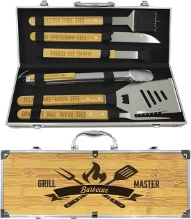 Grilling Accessories Kit for Outdoor BBQ,Heavy Duty Grilling Tools Wooden BBQ Grill Accessories Kit for Backyard Grill Utensils Set Gifts for Fathers Day, Grill Tools Set for Outdoor Grill with Case