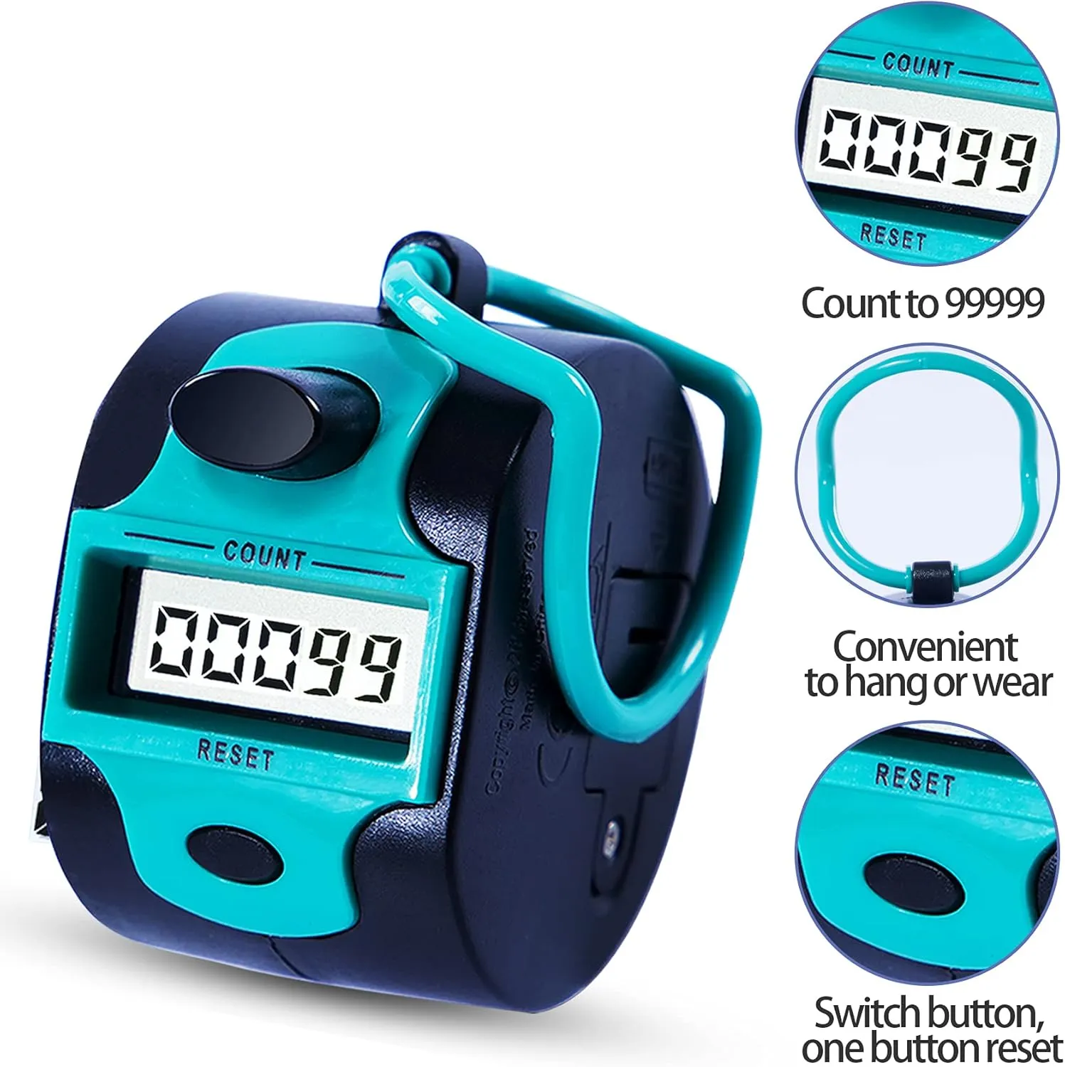 Handy Counter Click Manual Digital clicker Stitch Tally Counters Finger Mechanical Palm Handheld Pitch 5-Digit Electronic Display Click Counter Number Count for Row, People, Golf Lap