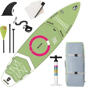 Inflatable Stand Up Paddle Board 11'x34 x6 with Premium SUP Accessories & Backpack, Wide Stance, Bottom Fin for Paddling, Paddle, Leash, Surf Control, Non-Slip Deck for Youth & Adult