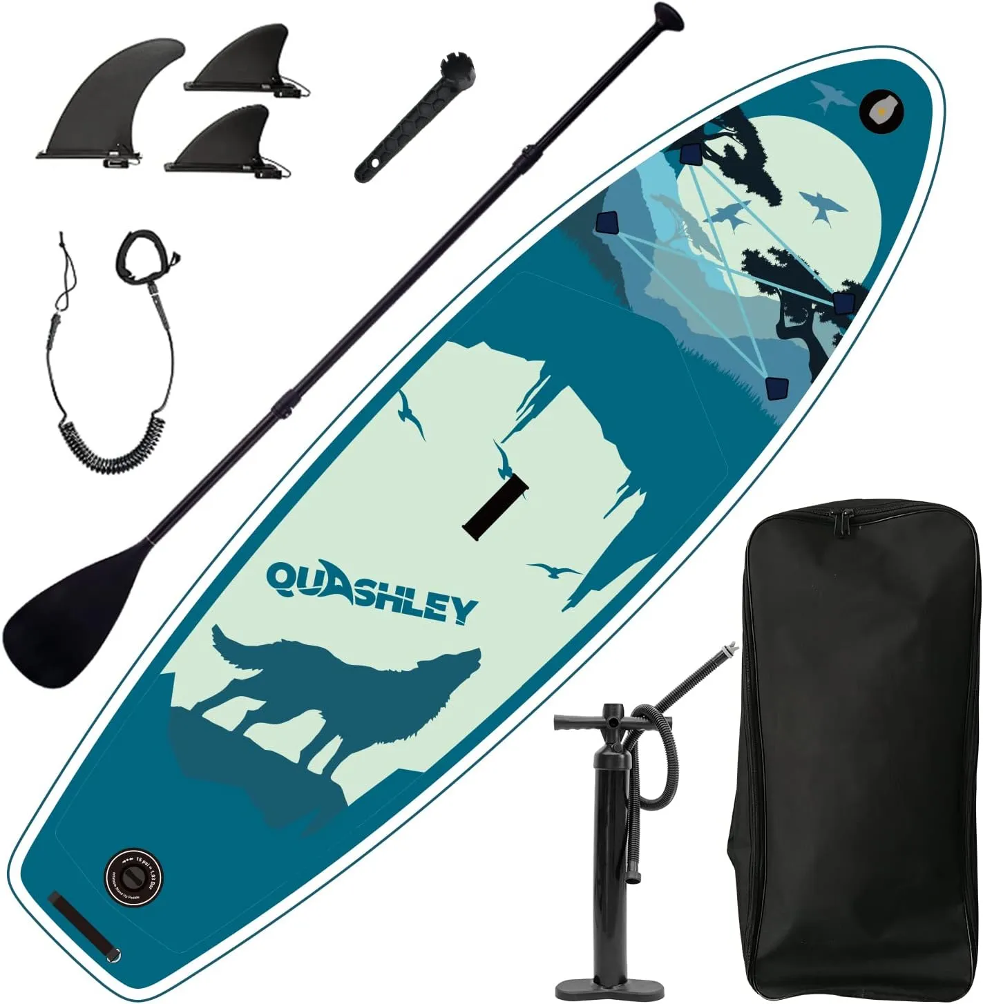 Inflatable Stand Up Paddle Board 9.9'x33 x5 with Premium SUP Accessories & Backpack, Wide Stance, Bottom Fin for Paddling, Paddle, Leash, Surf Control, Non-Slip Deck for Youth & Adult