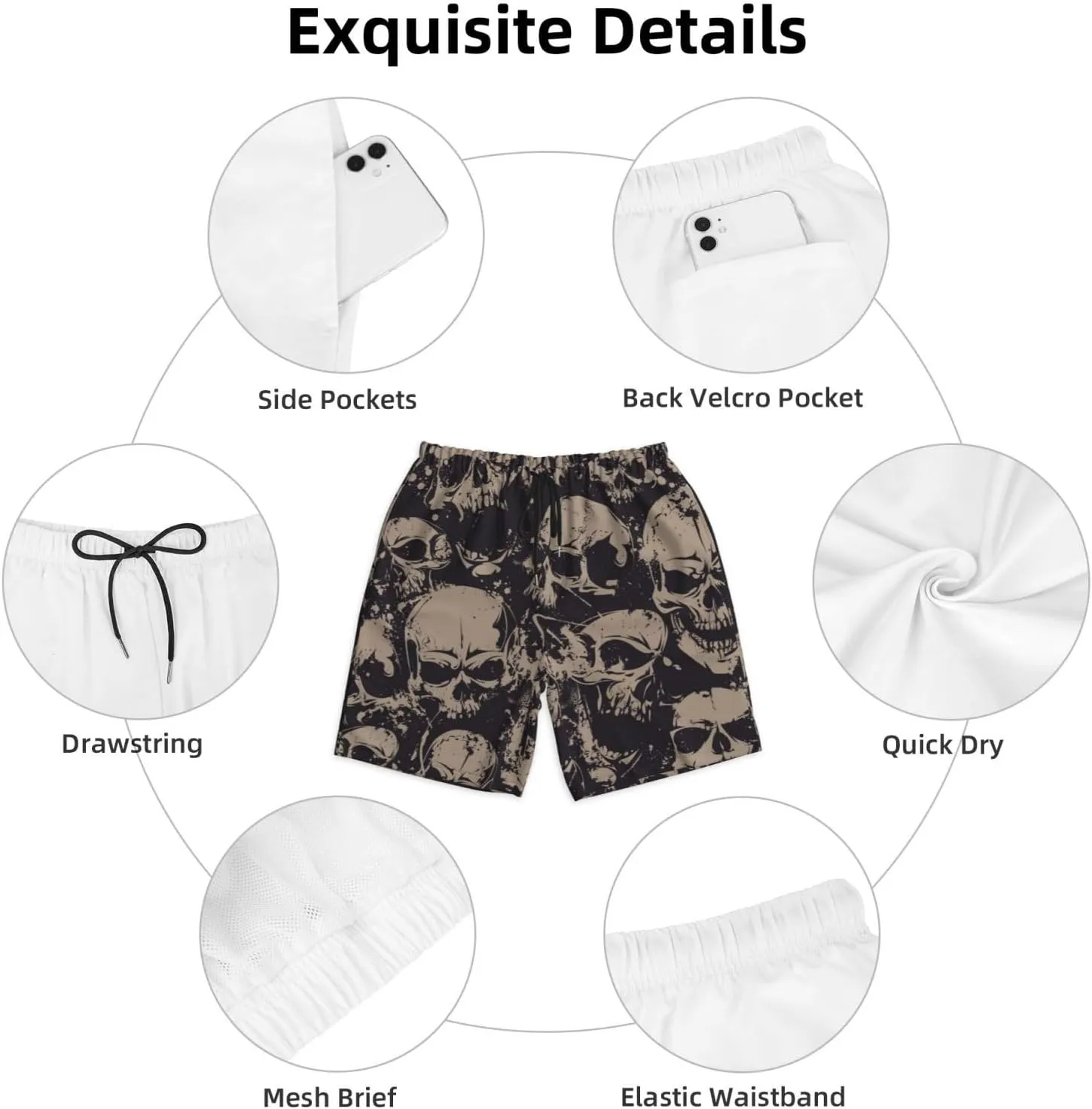 Mens Swim Trunks with Mesh Lining,Quick Dry Swimsuit Board Shorts Beach Pants Swimwear Bathing Suits
