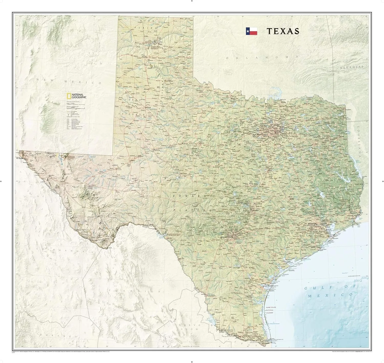 National Geographic Texas Wall Map - Laminated (40.75 x 38.5 in) (National Geographic Reference Map) Map  November 5, 2019