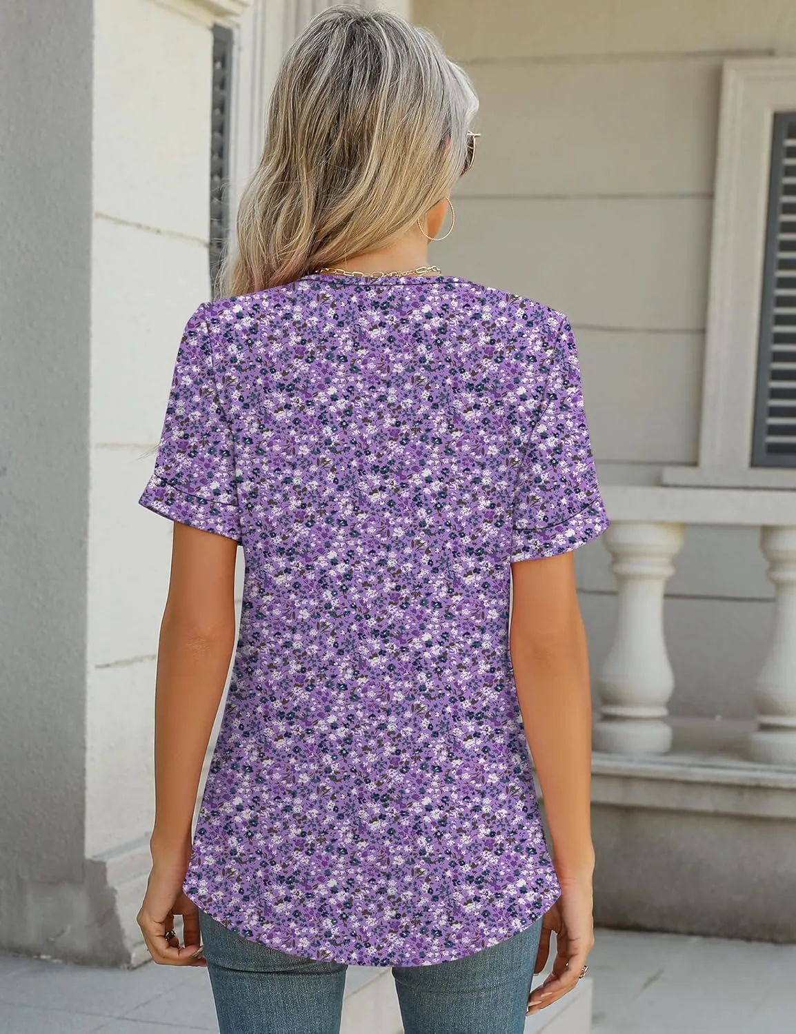 Rapbin T Shirts for Women Short Sleeve V Neck Tshirts Loose Fit Lightweight Soft Casual Summer Spring Tee Tops