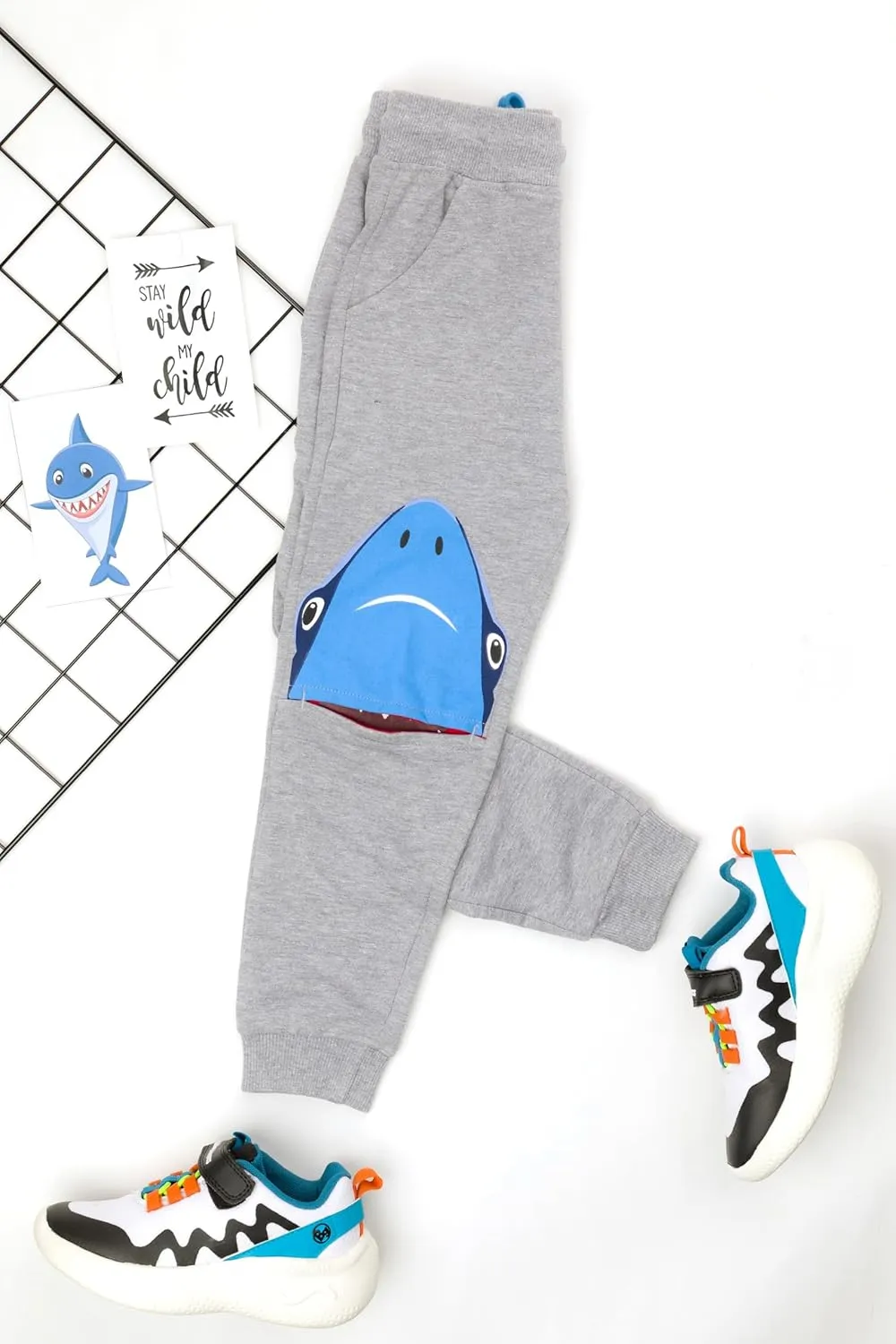 Toddler Boys Animal 3D Knee Knit French Terry Jogger/Pants - Pure Cotton