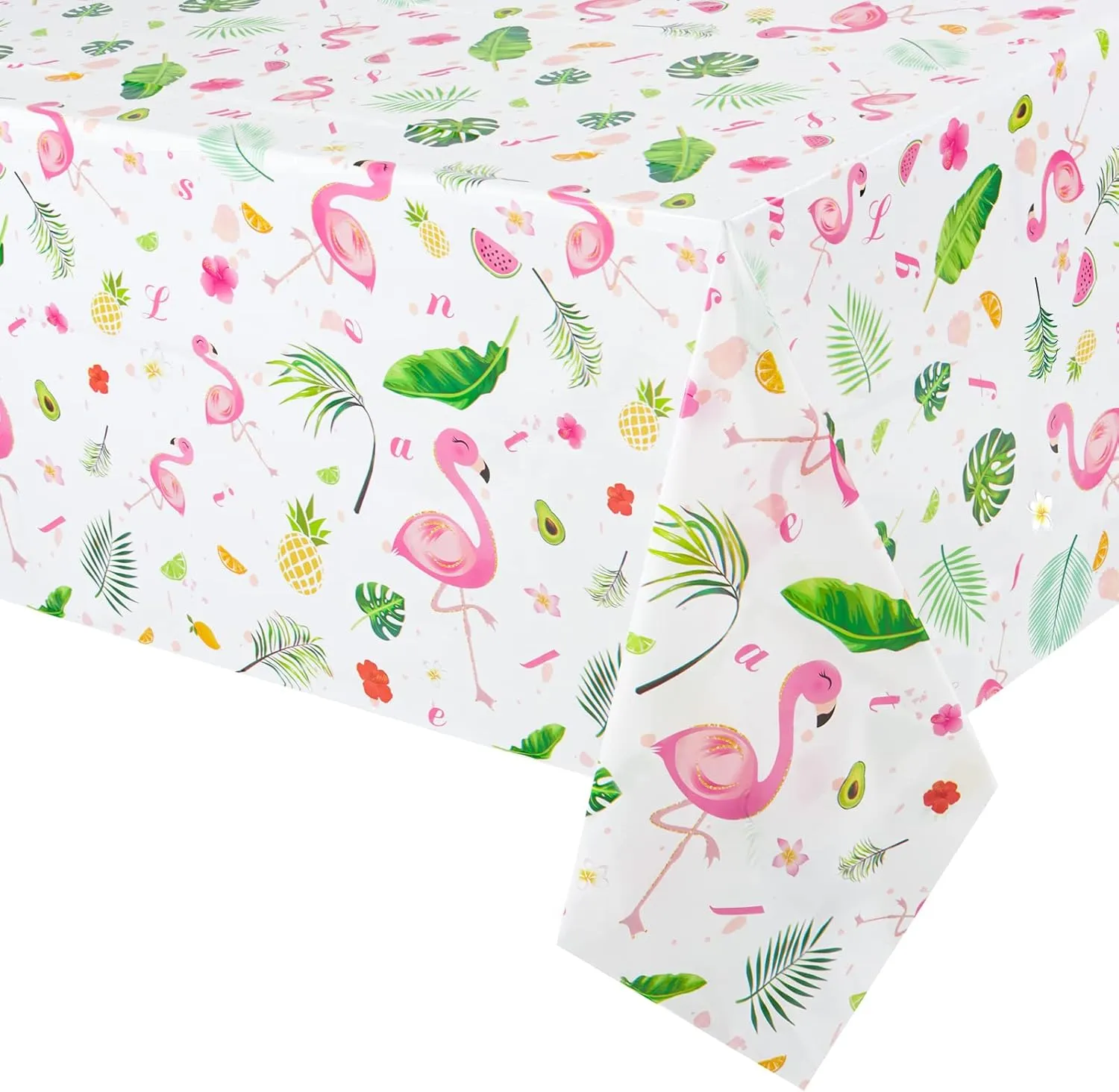 WERNNSAI Flamingo Tablecloth - 1 PC 108''x 54'' Luau Table Cloth Flamingo Party Decorations Tropical Hawaiian Table Cover for Kids Girls Summer Picnic Beach Party