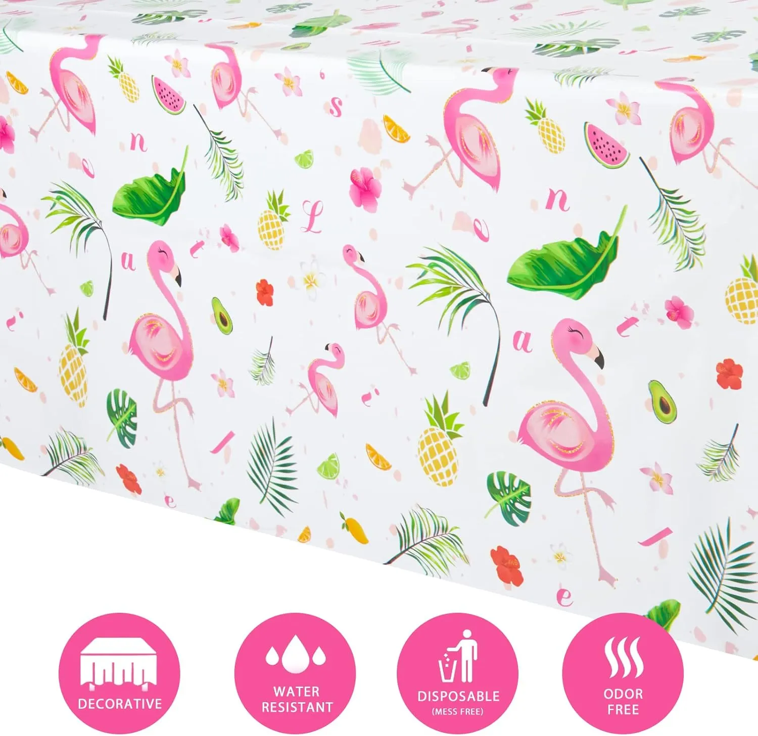 WERNNSAI Flamingo Tablecloth - 1 PC 108''x 54'' Luau Table Cloth Flamingo Party Decorations Tropical Hawaiian Table Cover for Kids Girls Summer Picnic Beach Party