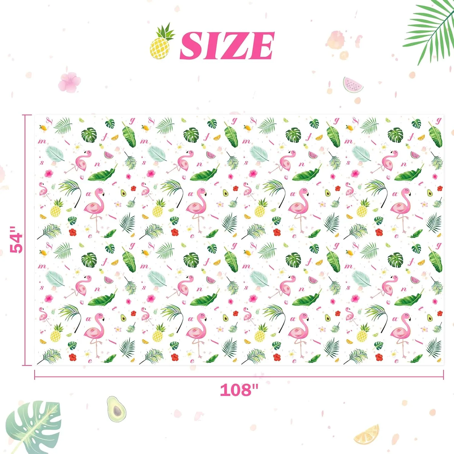 WERNNSAI Flamingo Tablecloth - 1 PC 108''x 54'' Luau Table Cloth Flamingo Party Decorations Tropical Hawaiian Table Cover for Kids Girls Summer Picnic Beach Party