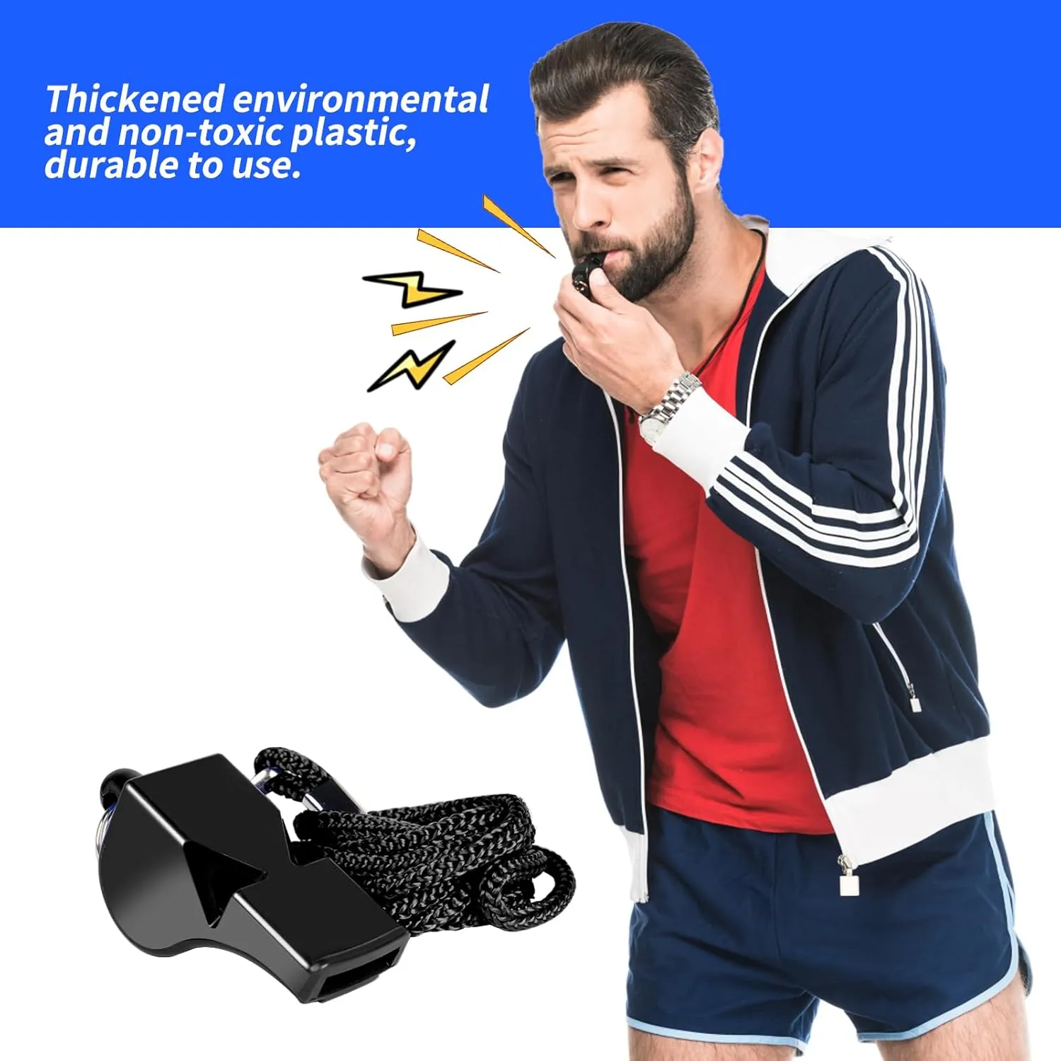 Whistle, 12 Pcs Professional Sport Whistle Set with Lanyard - Loud Pea-Less Whistle for Coaches, Referees, Lifeguards and Police