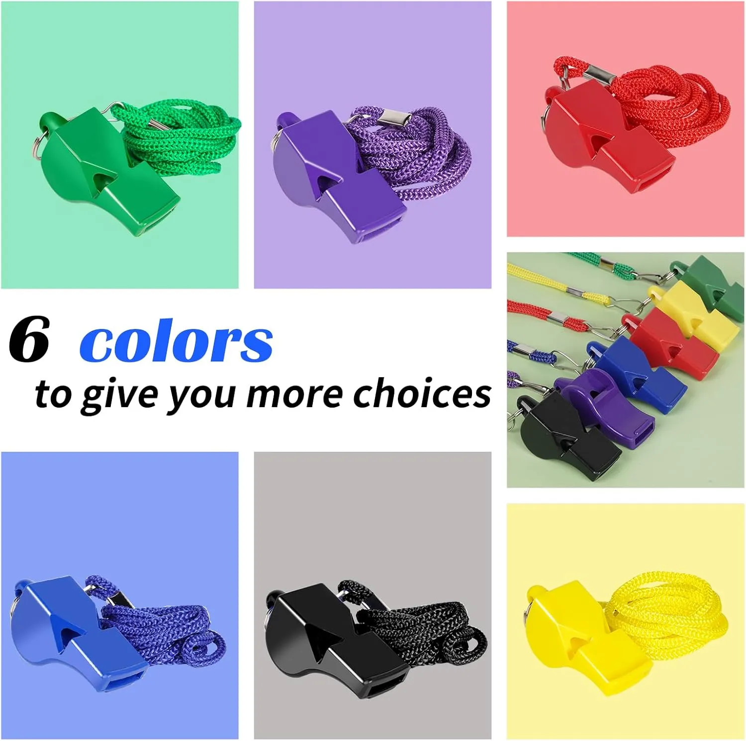 Whistle, 12 Pcs Professional Sport Whistle Set with Lanyard - Loud Pea-Less Whistle for Coaches, Referees, Lifeguards and Police