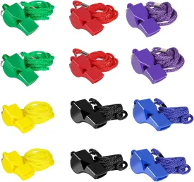 Whistle, 12 Pcs Professional Sport Whistle Set with Lanyard - Loud Pea-Less Whistle for Coaches, Referees, Lifeguards and Police