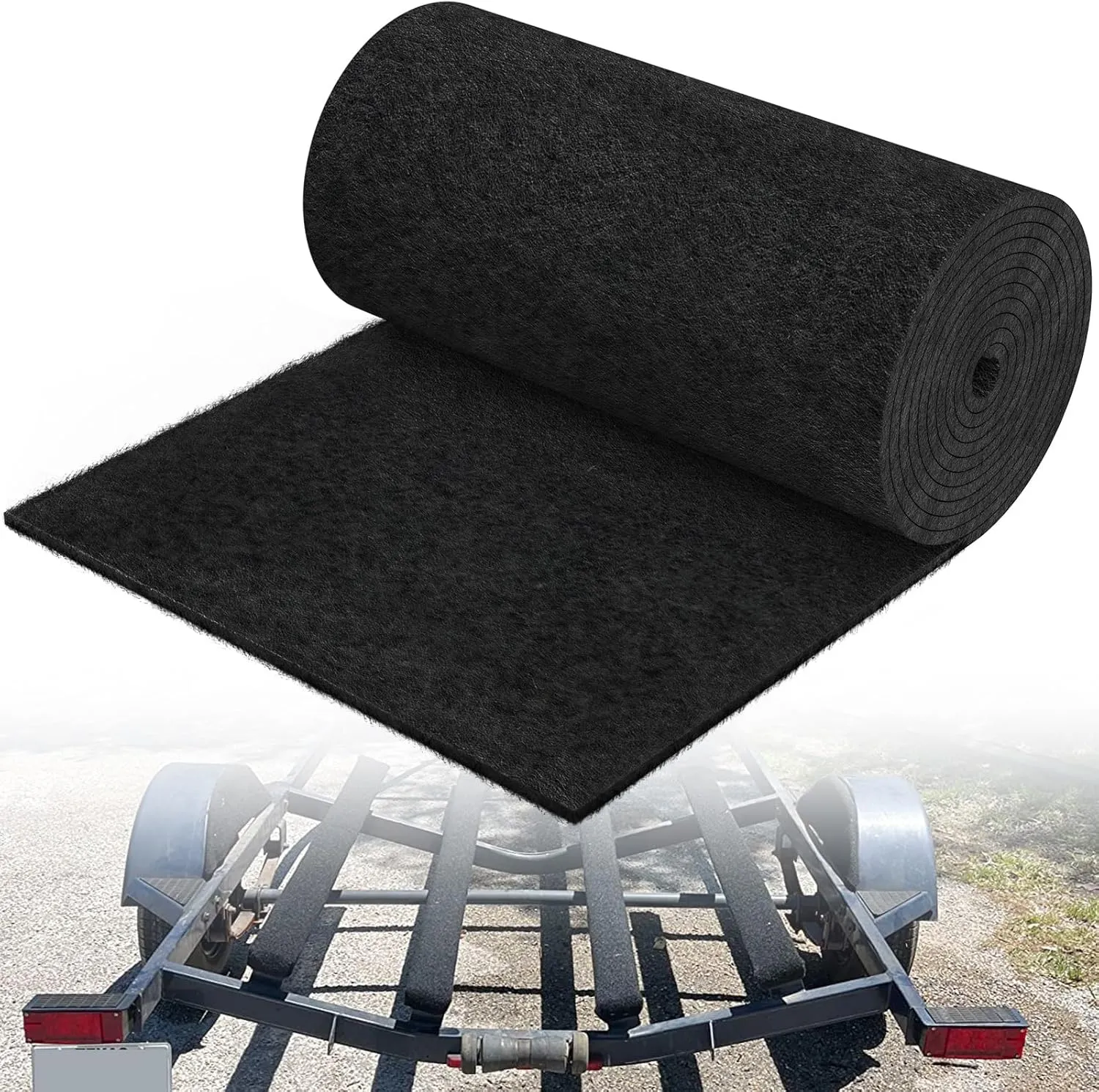 woiron Boat Trailer Bunk Carpet, 6mm Thick 12" x 13ft Wear Boat Trailer Carpet for 2x4 Boat Lift Bunks, Black Marine Carpet, Shock Absorption Padding Mats Parts